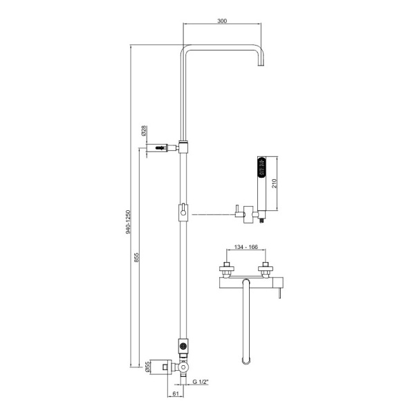 Душевая система со смесителем Webert Elio EL870108015 монтаж настенная без термостата хром