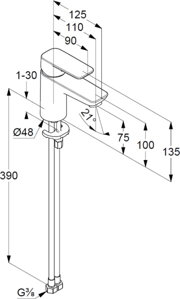 Смеситель для раковины Kludi Pure&Style 400280575 хром