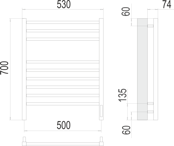 Полотенцесушитель электрический Terminus Сицилия П9  50x70 4670078526311 хром