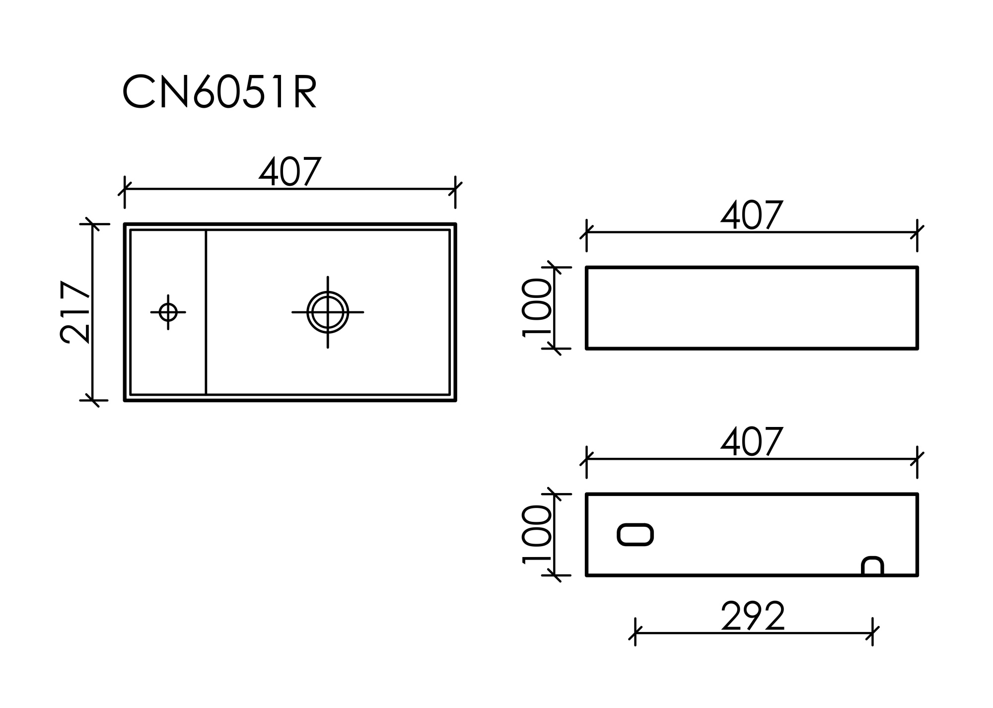 Раковина подвесная прямоугольная Ceramica Nova Element CN6051R фарфор цвет белый