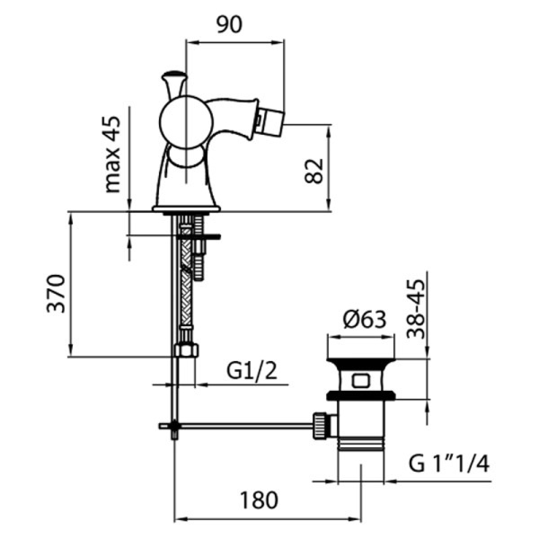 Смеситель для биде Webert Karenina KA710102017 латунь хром/золото