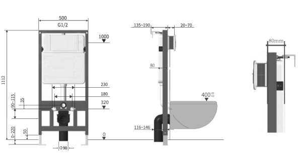Инсталляция для подвесного унитаза Vincea  VIS-601 механическая