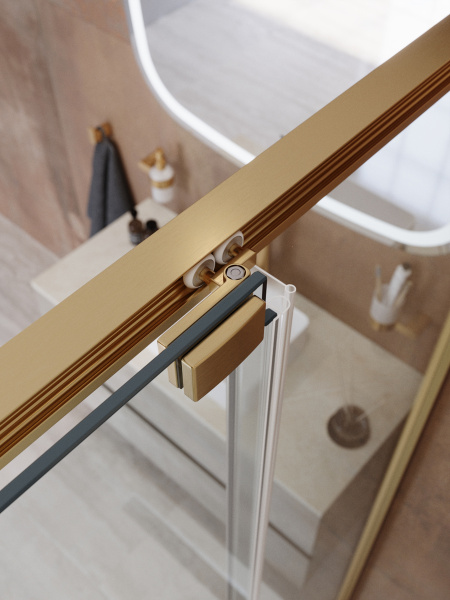 Душевая дверь складная Cezares Lux LUX-B-FS-11-120-C-BORO 120 см стекла прозрачные профиль брашированное золото