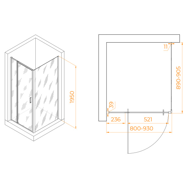 Душевой угол RGW Passage PA-078 350807889-11 прямоугольный 80x90 стекла прозрачные, профиль хром