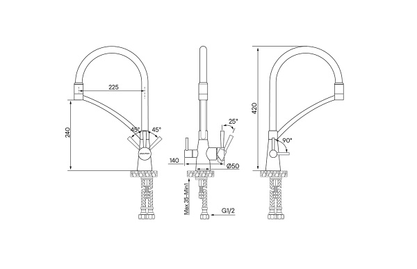 Смеситель для кухни Paulmark Siegen Si213111-CrW с подключением к фильтру хром/белый