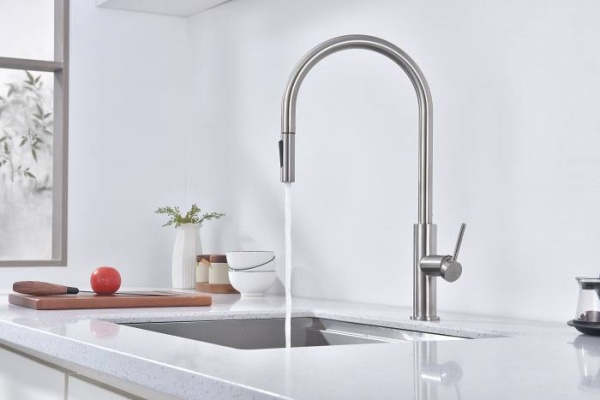 Смеситель для кухни Paulmark Senso Se215180-BS без подключения к фильтру брашированная сталь