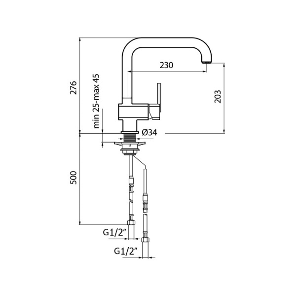 Смеситель для кухни Webert Azeta AZ920302015 без подключения к фильтру хром