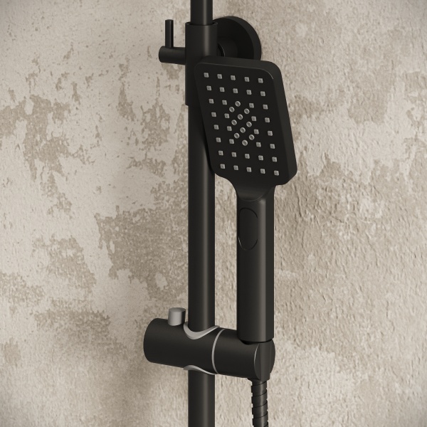 Душевая система со смесителем Grossman Cosmo 500.K35.02.210 монтаж настенная без термостата черный матовый