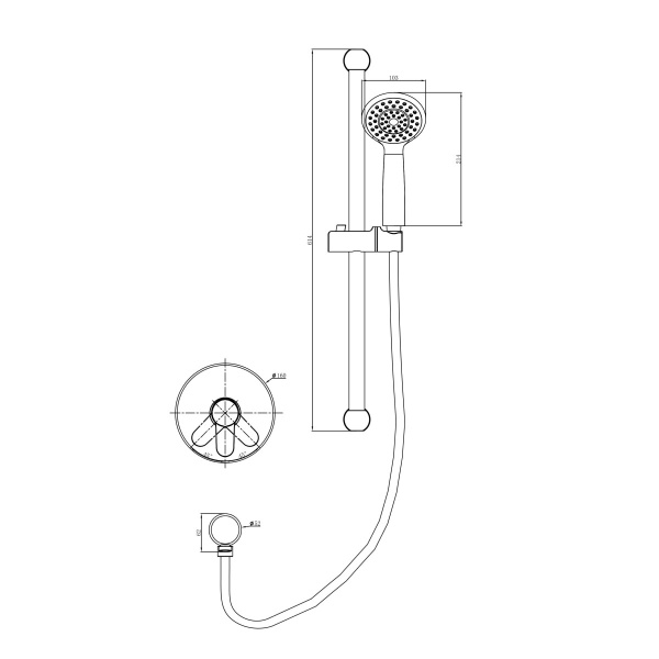 Смеситель для душа на 1 выход D&amp;K Rhein.Marx DA1395201 встраиваемый в стену 
без термостата хром
