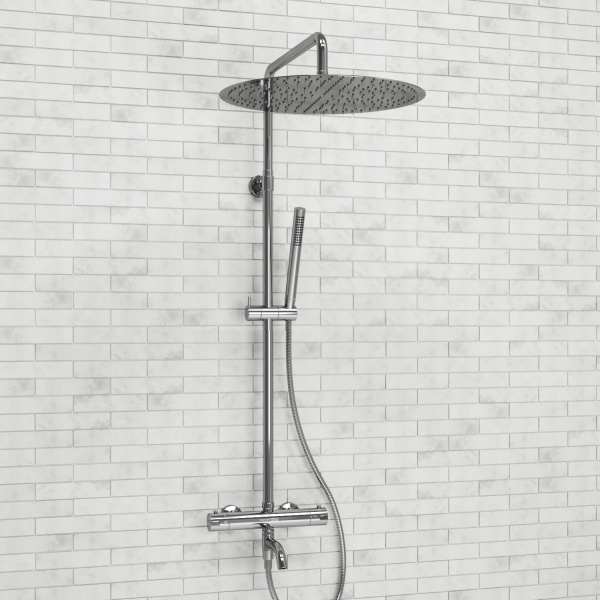 Душевая система со смесителем Wasserkraft  A188.117.137.010.CH Thermo монтаж настенная с термостатом хром