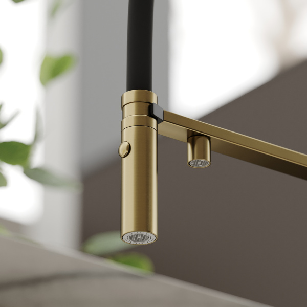 Смеситель для кухни Sancos Imola SC4010BGbh с подключением к фильтру брашированное золото