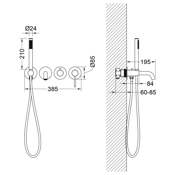 Смеситель для ванны или душа Timo Saona 2314/00YSM встраиваемый в стену 
без термостата хром