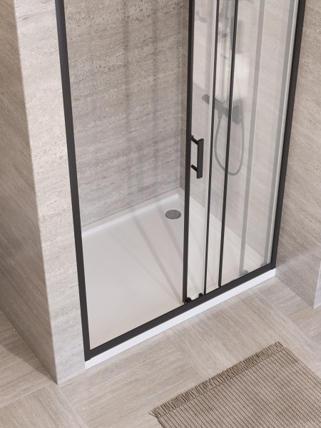 Душевая дверь BelBagno Uno UNO-195-BF-3-120-P-NERO 120 см стекла рифленые, профиль черный матовый