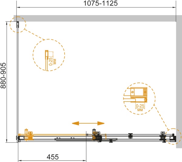 Душевой угол Cezares STYLUS-SOFT-AH-1-110/90-C-Cr 110x90