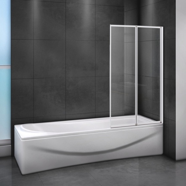 Шторка для ванны распашная складная  Cezares Relax RELAX-V-2-80/140-C-Bi 80 см, стекла прозрачные, профиль белый