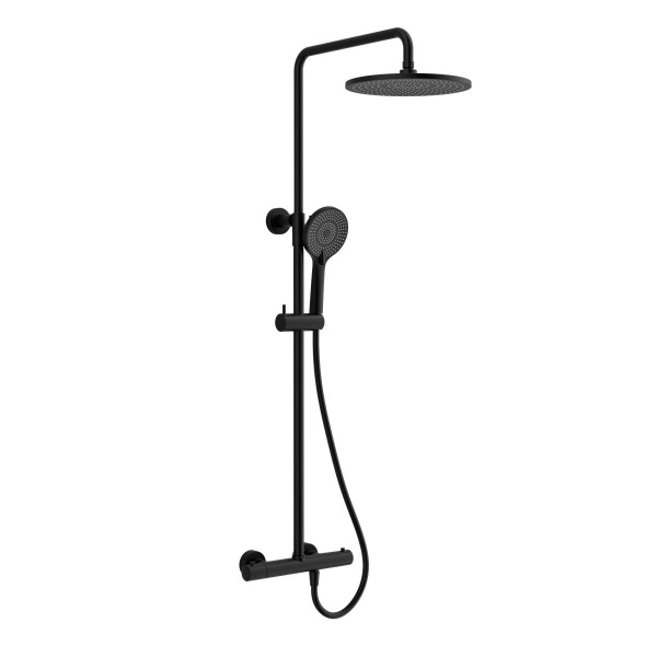 Душевая система со смесителем Vincea Esse VSFS-1E0TMB монтаж настенная с термостатом черный
