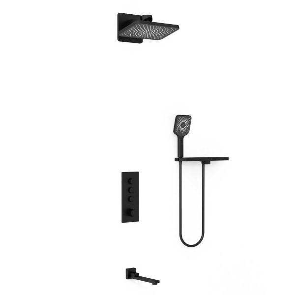 Душевая система со смесителем Vincea  VSFW-433TI4RMB монтаж встраиваемая в стену с термостатом черный матовый