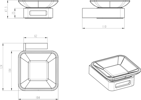 Мыльница Boheme Q 10943-G-B латунь стекло