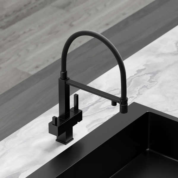 Смеситель для кухни Sancos Moro SC4006MB с подключением к фильтру матовый черный/черный