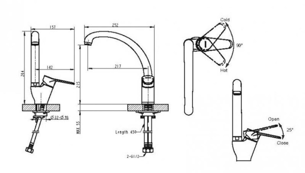 Смеситель для кухни Bravat Emeralda F7135147CP-1-RUS без подключения к фильтру хром