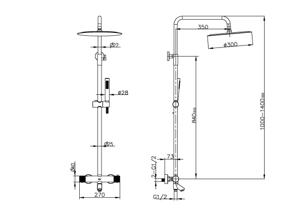 Душевая система со смесителем Boheme Uno 468-T-NB монтаж настенная с термостатом брашированный никель