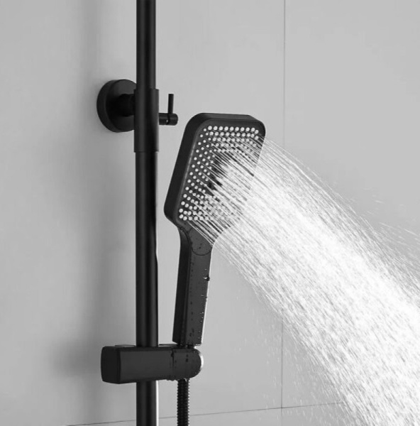 Душевая система со смесителем ALMAes Galaxy SDI-1801 монтаж настенная с термостатом черный матовый