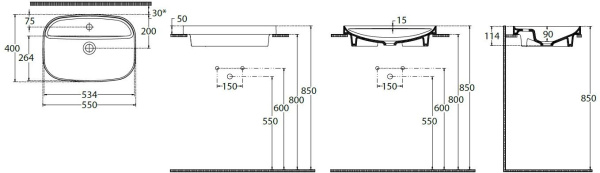 Раковина накладная прямоугольная Allen Brau Fantasy 4.11034.31 керамика цвет черный матовый