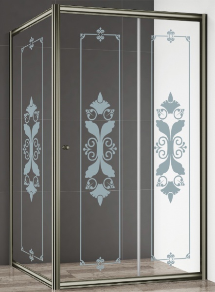 Душевая дверь Cezares Giubileo GIUBILEO-BF-1-120-CP-Br 120 см стекла прозрачные с узором, профиль бронза