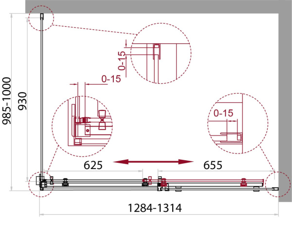 Душевой угол BelBagno Acqua ACQUA-AH-1-130/100-C-Cr прямоугольный 130x100 стекла прозрачные, профиль хром