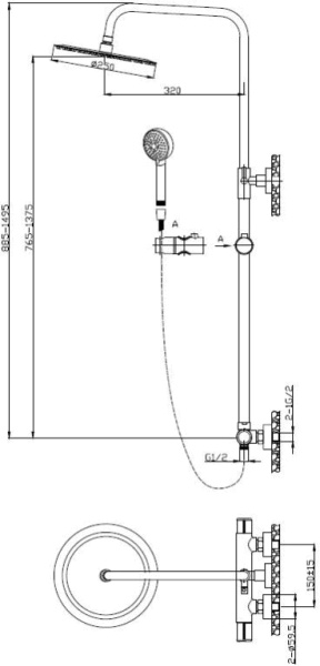 Душевая система со смесителем BelBagno Uno UNO-DOCM-CRM монтаж настенная без термостата хром