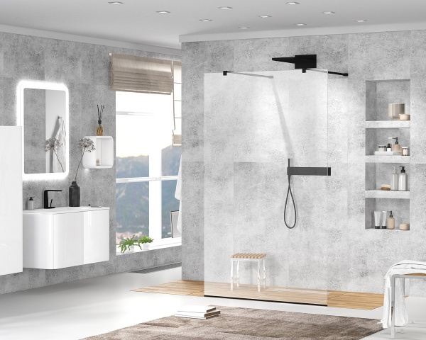 Душевая перегородка Cezares Liberta LIBERTA-L-2-115-C-NERO 115 см, стекла прозрачные, профиль черный