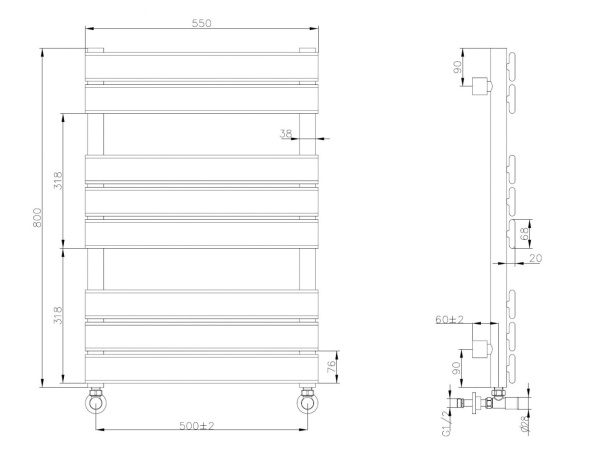 Полотенцесушитель водяной Boheme Venturo П8  50x80 720-G золото