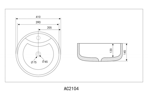 Раковина  круглая Abber Bequem AC2104MB керамика цвет черный матовый