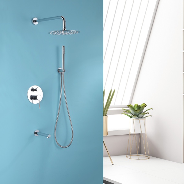 Душевая система со смесителем Abber Emotion AF8817 монтаж встраиваемая в стену без термостата хром