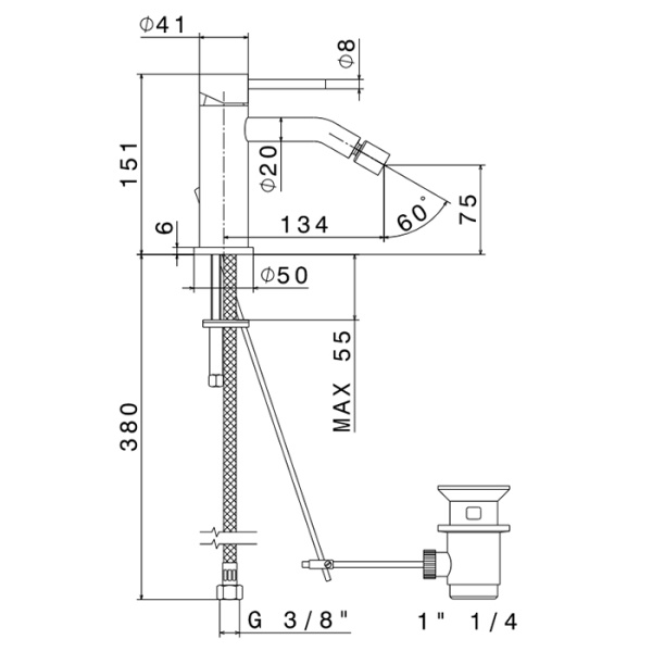 Смеситель для биде Newform X-Steel 316 69623X.50.050 латунь stainless steel