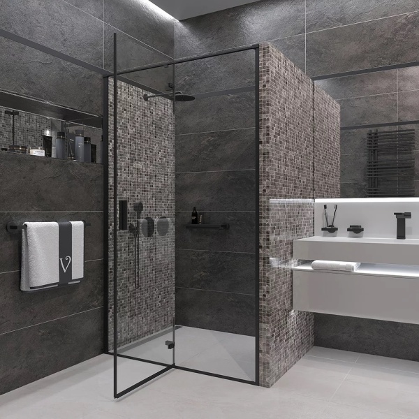 Душевая дверь Veconi Vianno VN73B-80-01-C4 80 см стекла прозрачные, профиль черный