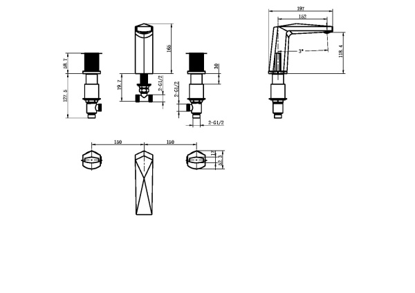 Смеситель для раковины Boheme Venturo 150-BG-TOUCH черный/золото
