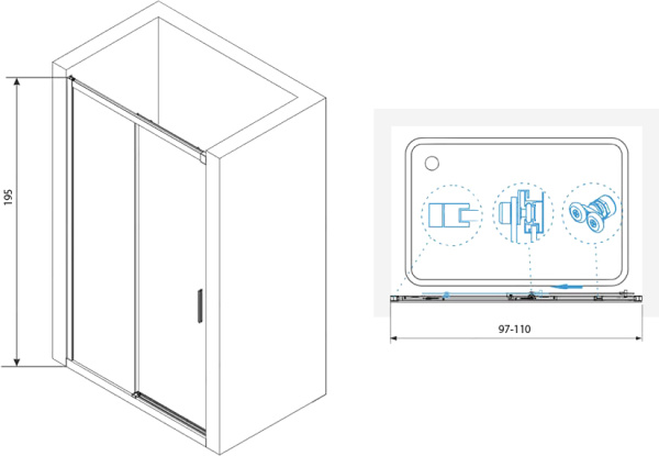 Душевая дверь RGW Leipzig LE-12B 34121210-14 100 см стекла прозрачные, профиль черный