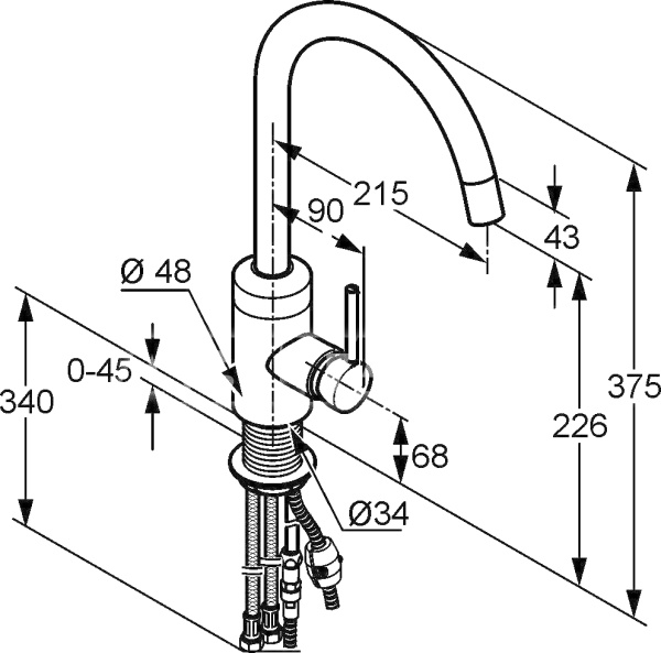 Смеситель для кухни Kludi Bingo star 428510578 без подключения к фильтру хром