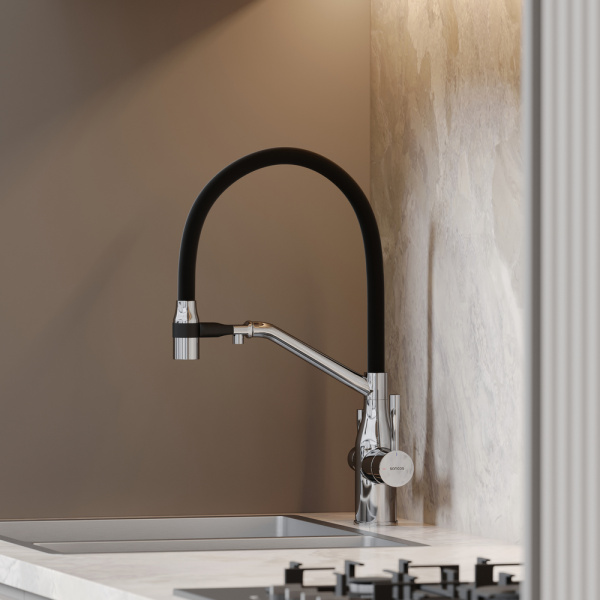 Смеситель для кухни Sancos Orta SC4008CH с подключением к фильтру хром/черный