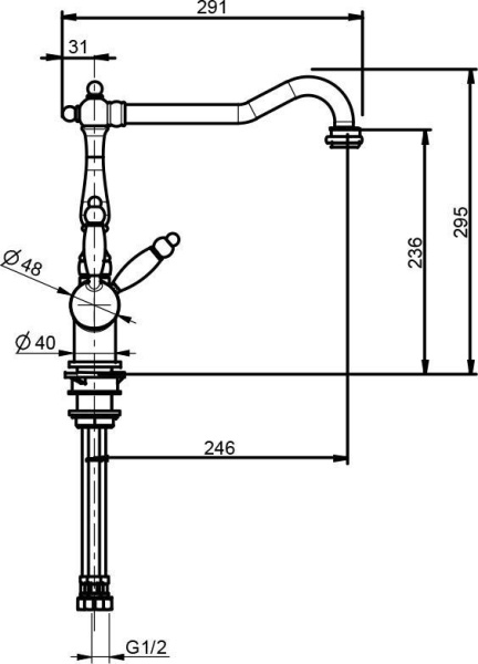 Смеситель для кухни Webert Byblos BY920802015 без подключения к фильтру хром