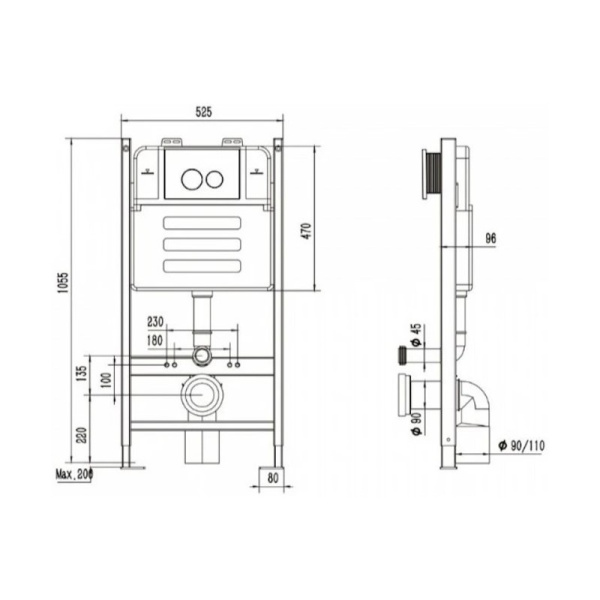 Инсталляция для подвесного унитаза Maretti  AC11P5014 механическая