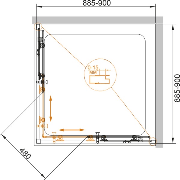 Душевой угол Cezares Eco ECO-O-A-2-90-C-NERO квадратная   стекла , профиль 