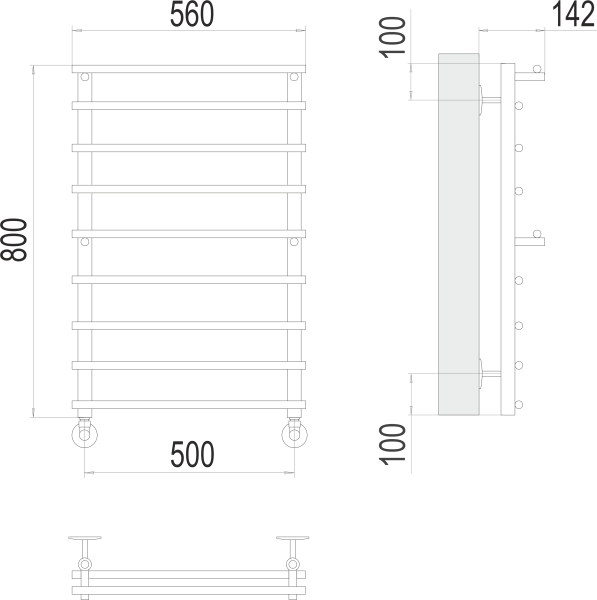 Полотенцесушитель водяной Terminus Вента П8  50x80 4670078530035 хром