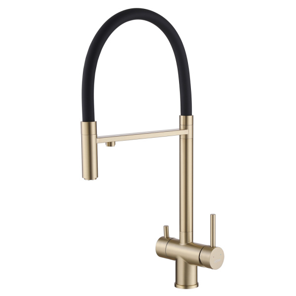 Смеситель для кухни Abber Wasser Kreis AF81141G с подключением к фильтру матовое золото