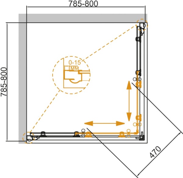 Душевой угол Cezares Giubileo GIUBILEO-A-2-80-SCORREVOLE-C-Br квадратная   стекла прозрачные, профиль бронза