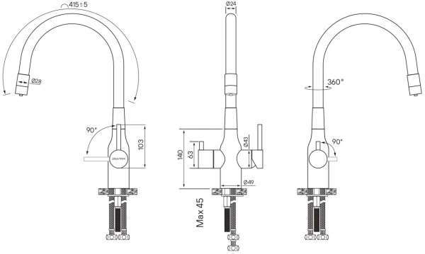 Смеситель для кухни Paulmark SALIX Sa213419-BRw с подключением к фильтру бронза/белый