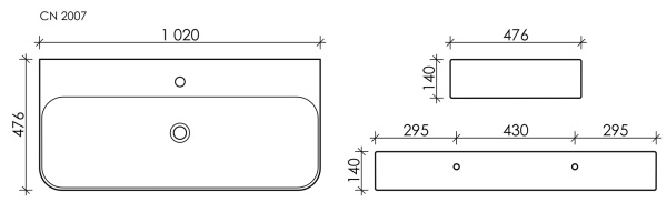 Раковина подвесная прямоугольная Ceramica Nova Aura CN2007 фарфор цвет белый
