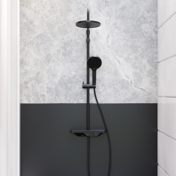 Душевая система со смесителем Damixa Apollo 947730300 монтаж настенная без термостата черный матовый