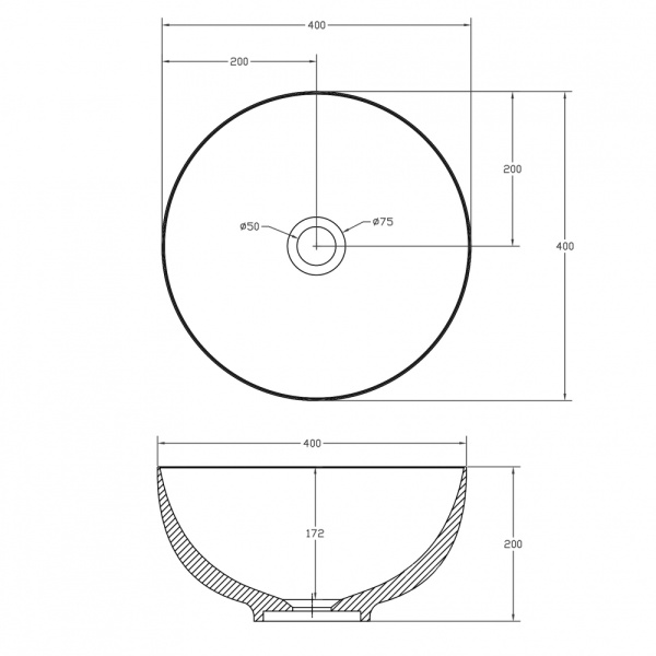 Раковина  круглая Abber STEIN AS2617 искусственный камень цвет белый матовый